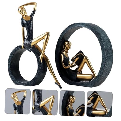 Décoration de bureau et table TV avec ce lot de 2 statuettes rétro pour maison zen - 2