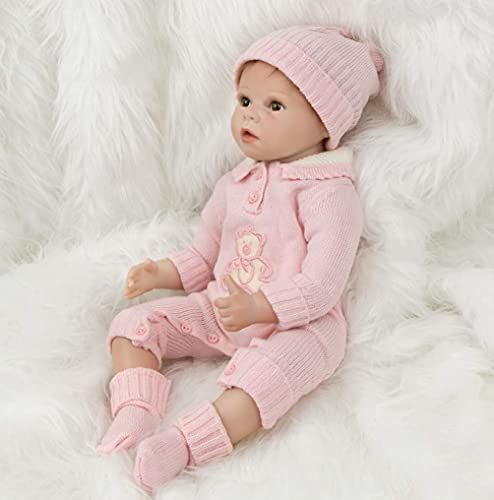 ZIYIUI 55cm 22 Zoll Lebensechte Babypuppe Reborn Puppe Mädchen Realistische Reborn Baby Silikon wie Echte Puppen Toddler Augen offen Neugeborene Babypuppen Spielzeuggeschenke für Kinder – Bild 8