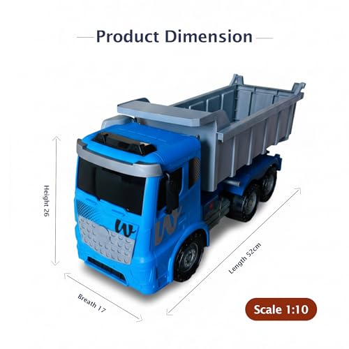 Image of Heavy Duty Dumper Truck Toy for Kids - Friction Powered Big Construction Tipper Truck with Moving Dump Bed, Durable Non-Toxic Plastic Vehicle