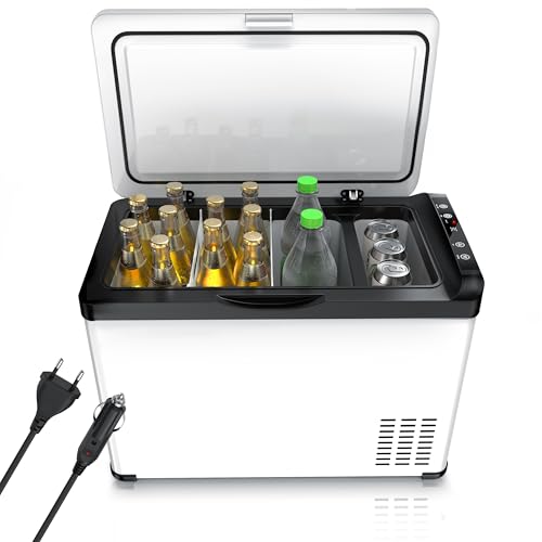 Brandson - ECO Kompressor Kühlbox XXL elektrisch - 30L Getränke Kühlschrank - Gefrierbox Kühlung bis – 22°C - Autokühlbox mit ECO Modus - 30 Liter 12V 24V KFZ – für LKW Auto Camping Boot – Weiß