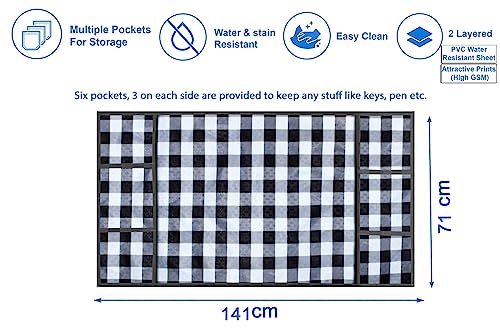 Image of Stylista Refridgerator top Cover Suitable for Samsung RS76CG8003S9HL, 653 Liter Fridge, Dimension (WXD) 71x141 CM, Gingham Pattern Black & White