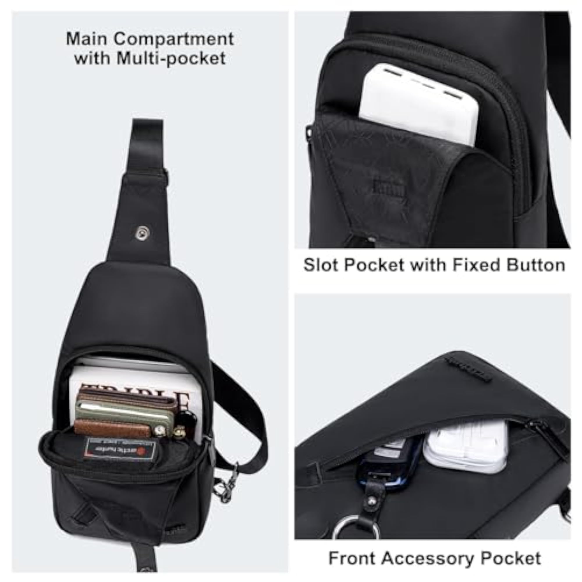 Slim Sling Bag for Men, Water-Resistant and Compact