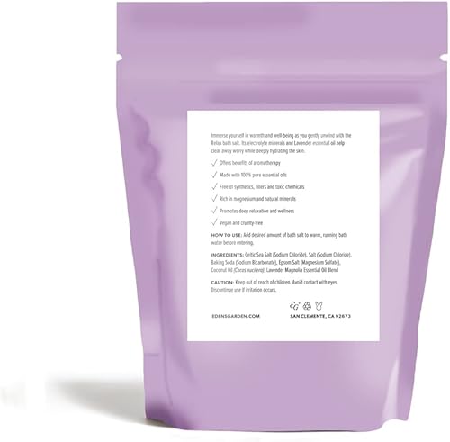 Miniatura 2 de Edens Garden Remojar relajante con sal de baño, mezcla de magnolia de lavanda con aceites esenciales puros, epsom, sal del mar muerto y magnesio,