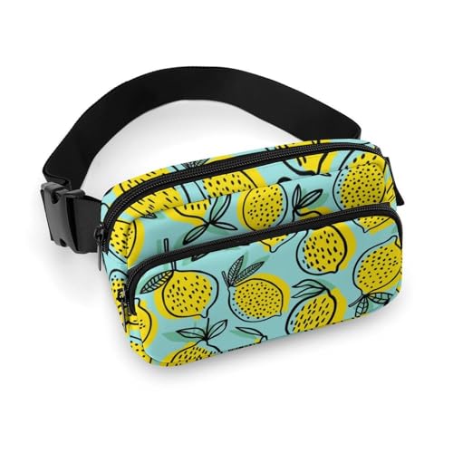 Lemon1 - Riñonera cruzada amarilla para mujeres y hombres, riñonera para entrenamiento, correr, viajes con correa ajustable
