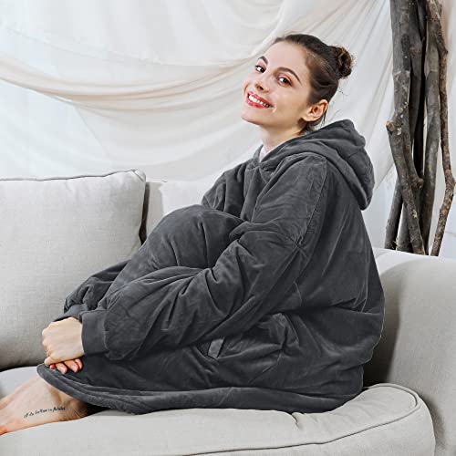 image for AmyHomie Blanket Sweatshirt,Oversized Sherpa Hooded Sweatshirt Blanket