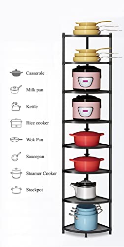 Zigama 8-Tier Kitchen Pot Rack, Cookware Stand Storage Organizer ，Multi-Layer Corner Shelf Stand Metal Shelves For Kitchen #TOP2