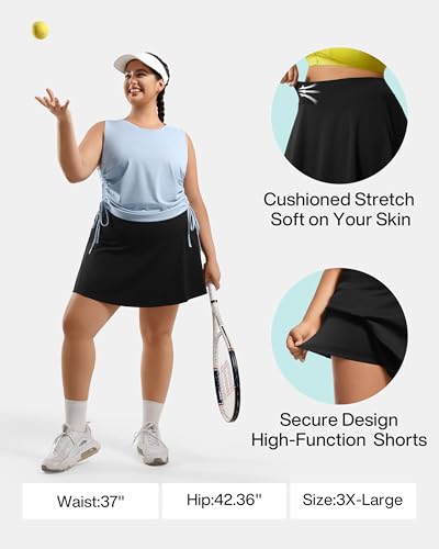 Image of Women's Tennis Skorts with 2 Pockets Plus Size Golf Skirts High Waisted Pleated Athletic Skirt for Pickleball Running