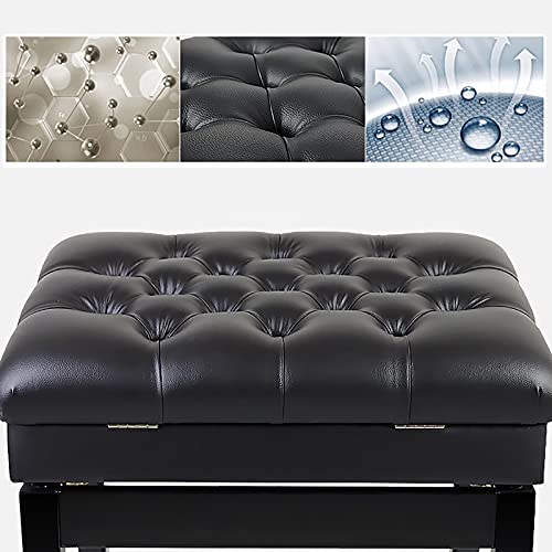 Banc de piano réglable avec rangement – Bois massif, confortable pour tous les âges, parfait pour la pratique musicale et la performance