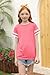 Ebifin Girls Casual Short/Long Sleeve T Shirts Kids Loose Soft Striped Color Block Tunic Tops, Tees Blouses Size 4-15 Years A-Pink