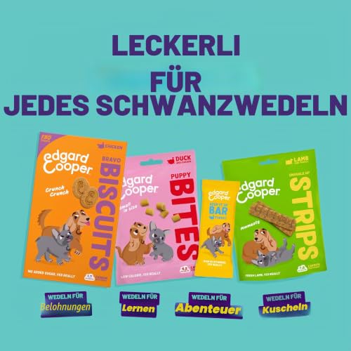 Edgard Cooper Hundeleckerli, Welpen Bites Ente, 50g x 1 Bites, Leckerlis, Getreidefrei, Natürliche Zutaten, hoher Proteingehalt und frisches Fleisch