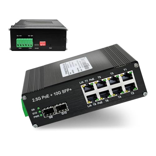 Image of Managed 8-Port 2.5G Switch with 2-Port 10G SFP+, Industrial IEEE 802.3af /at 30W PoE Ethernet Switch, 48~57VDC Power Input, Plug & Play, Support QoS, Vlan, IGMP