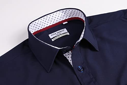 Alex Vando Mens Dress Shirt Wrinkle Free Regular Fit 4-Way Stretch Button Down Shirts