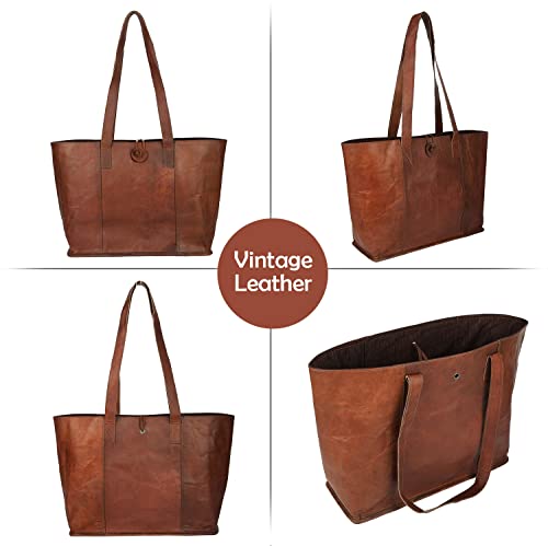 Vintage Crafts Vintage Genuine Leather Tote Bag Handbag Shopper Purse Shoulder Bag For Women Office Laptop Bag thumb #5