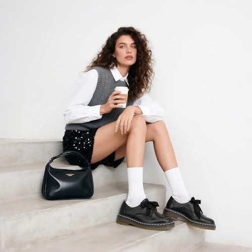 IMPREMEY Mary Janes Oxford Bow Flats Loafers Shoes for Women Round Toe Platform Non-Slip Comfortable Casual Cute Shoes3