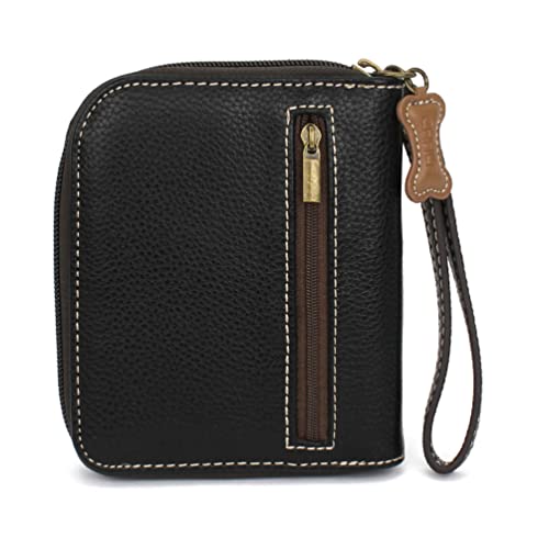 Image of CHALA Zip Around Wallet, Wristlet, 8 Credit Card Slots, Sturdy Pu Leather - Black Cocker Spaniel - Gray