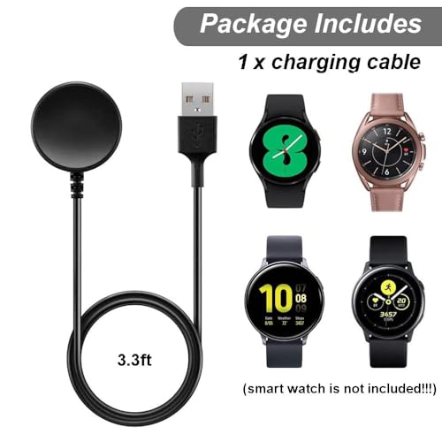 Image of MARVIK Charger for Samsung Galaxy Watch 6 /6 Classic, 5 /5 Pro, 4 /4 Classic, 3, Active 2 /1, 3.3ft USB Magnetic Wireless Charger - Black