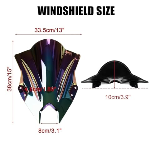 Image of Windshield for NINJA500 SE 2024 2025 2026, PSLER Windscreen Double Bubble Wind Deflector Protector Fairing for NINJA500 SE Ninja 500 2024 2025 2026 (Iridium)