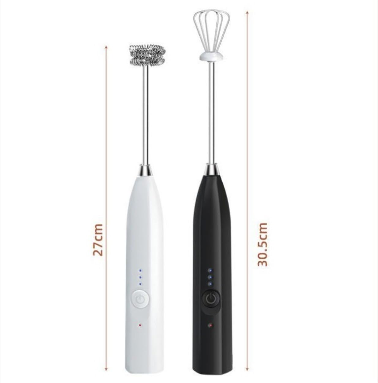 Frullino Montalatte per Macchiato Frullatore Elettrico Montalatte A 3 velocità Frullatore A Immersione Agitatore per Schiuma Ricaricabile USB Schiumatore Latte(White)