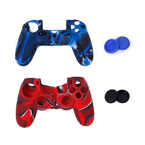 2 fundas de silicona para PS4 + 2 pares de tapas de...