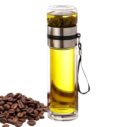 Taza de separación de té y agua: botella de infusor portátil, taza de viaje a prueba de fugas, taza resistente al calor de doble capa, pila de vidrio filtrable desmontable | Oficina