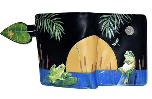 Shag Wear Sunset Frog Kleine Geldbörse für Damen und Teenager-Mädchen, veganes Kunstleder, Schwarz, 11,4 cm, Schwarz, Small, Modern