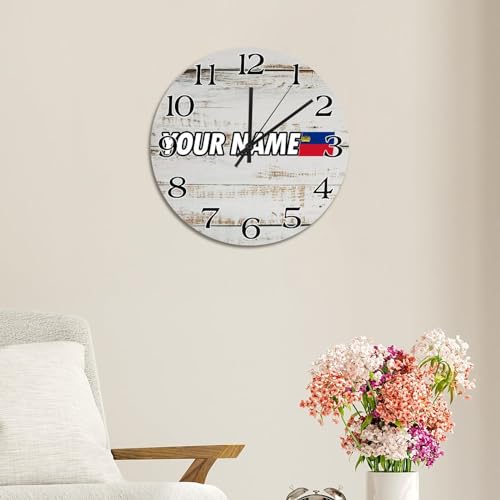 Horloge murale drapeau Liechtenstein personnalisable déco rustique - 6