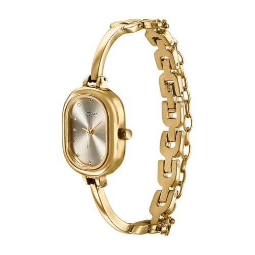 Image of Sonata Poze 8 Quartz Analog Watch with Jewellery Accessory for Women with Gold Dial & IPG Alloy Strap - SP80176YM01W