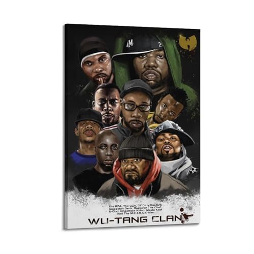 Wu-Tang Clan Print Album Cover Autografato Limited, Poster con copertina musicale, Pop Hip Hop Rap Singer Star Music Poster estetico su tela per ragazze e ragazzi ragazzi dormitorio Decor 30 x 45 cm