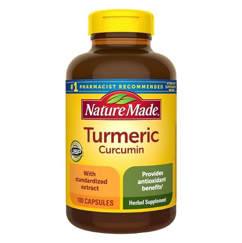 Nature Made Turmeric Curcumin with Standardized Extract Herbal Supplement Provides Antioxidant Benefits 180 Capsules