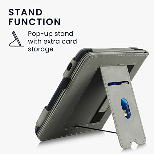 kwmobile Flip Hülle kompatibel mit Tolino Vision 6 - Handschlaufe - Cover Grau