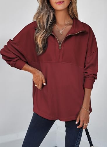 Image of SHEWIN Women Fall Sweatshirt Casual Half Zip Pullover Fall Top 2026 Clothes