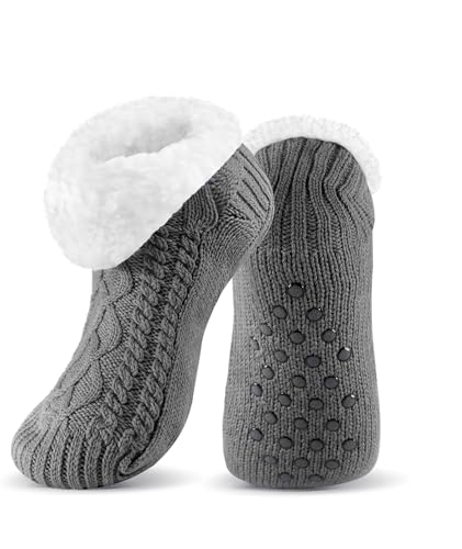 UUMIAER Slipper Socks for Men with Grippers, Mens Fuzzy Thermal