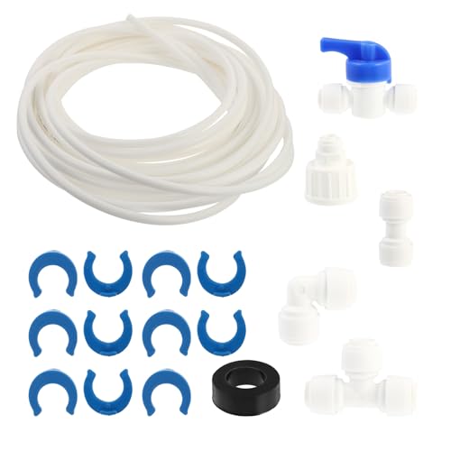 IWOWHERO Kit de Conexión y Manguera de Suministro de Agua para Frigorífico y Purificador con Accesorios de Fontanería y Válvula de Cierre Metros Compatible con Sistemas de y