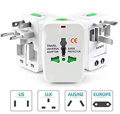 Image of Atevon Universal Travel Adapter - All-in-One Worldwide Plug (EU /UK /US /China /India) with Surge Protection for Phone, Laptop, Tablet - AC Power Converter - Pack of 1