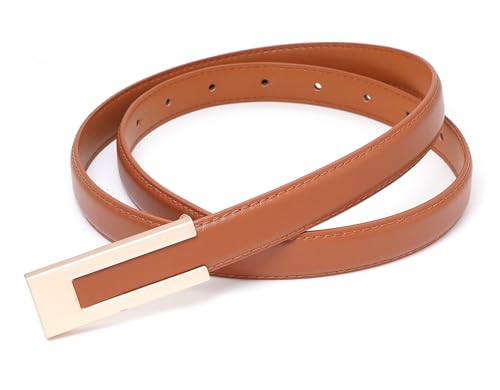 Skinny Leather Belts for Women Thin Waist Belt with Gold Buckle for Dress3