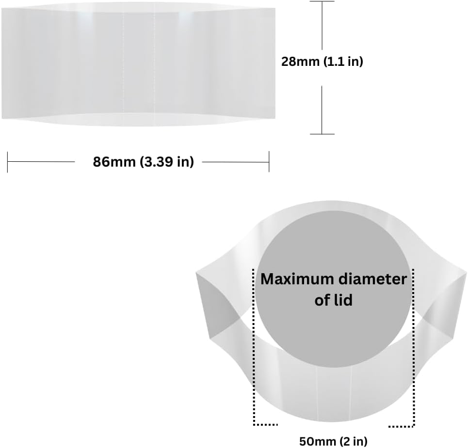 86 x 28 mm Printed Clear Perforated Shrink Band for Spice Jars, Large Packer Bottles & Small Jars [Cap Diameter: 2"] Pack of 1,000