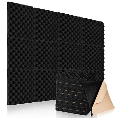 Lot de 24 autocollants en mousse acoustique, isolation acoustique, isolation phonique, pour podcasts, réduction des carreaux écho pour plafonds au bureau à domicile, 30 x 30 x 3 cm Cover