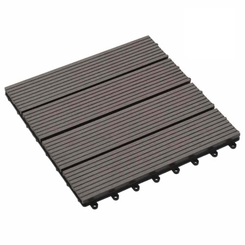 INLIFE Carreau de terrasse 11 pcs WPC 30 x 30 cm 1 m² Marron foncé-45025