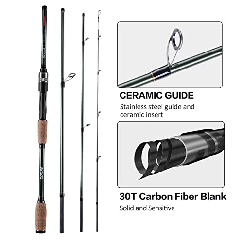 Canne à Pêche Voyage 4 Brins - Carbone 6'6" Medium - Casting - Portable