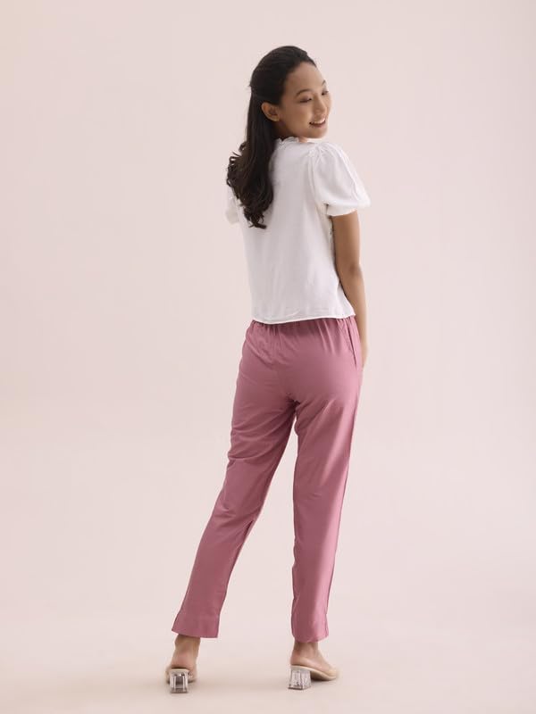 Image of GO COLORS Modal Spandex Metallic Pants Festive Full Length for Women| Lightweight, Mid Rise, Side Pockets