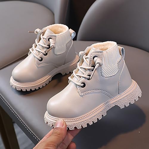 Toddler Winter Shoes Little Boys Girls Fleece Lined Outdoor Snow Shoes Elastic Ankle Boots Lace Up School Shoes3