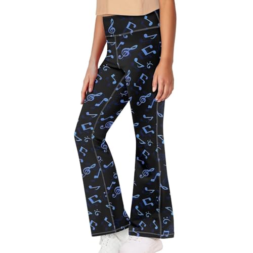 Musical Note Children's Flared Yoga Pants Stylish High Waisted Long Leggings 2025 Kids Bell Bottoms