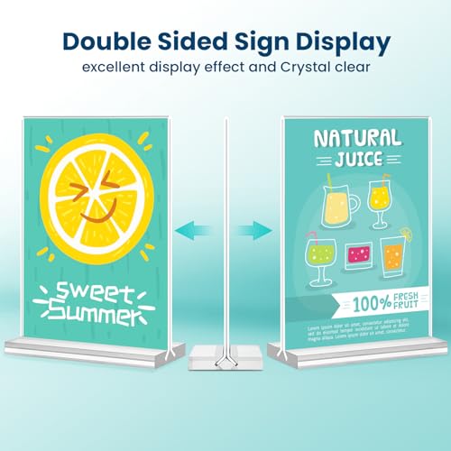 Acrylic Sign Holder, 5x7, 15 Pack Vertical Clear Table Menu Display, Double Sided, Plastic Stand, Suitable for Restaurants, Office, Store, Fair