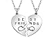 Maxforever - Collane con ciondolo a forma di cuore diviso in due, con scritta "Best Friends", colore: argento
