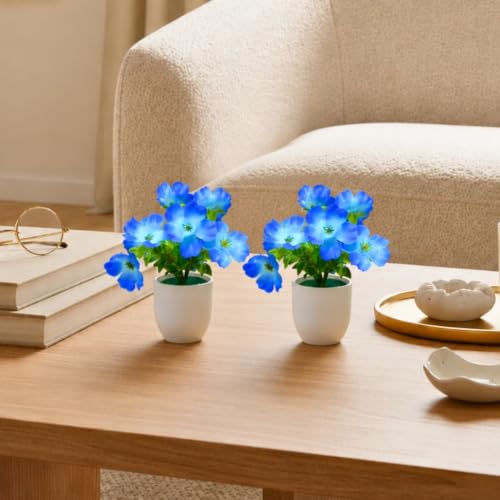 Image of fancymart Artificial Real Touch Flower Plant with Pot (Pack of 2), 16 cm Height, Decorative Faux Floral Plant for Home, Office, Living Room, Bedroom, Table & Shelf Decor