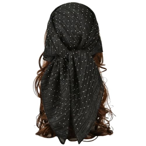 Women's Flower Embroidery Head Scarf Large 31.5 Inch Headband Sheer Hair Bandana for Women Girls