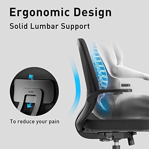 Hbada Office Chair Task Desk Chair Swivel Home Comfort Ergonomic Chairs with Flip-up Arms and Adjustable Height, Black