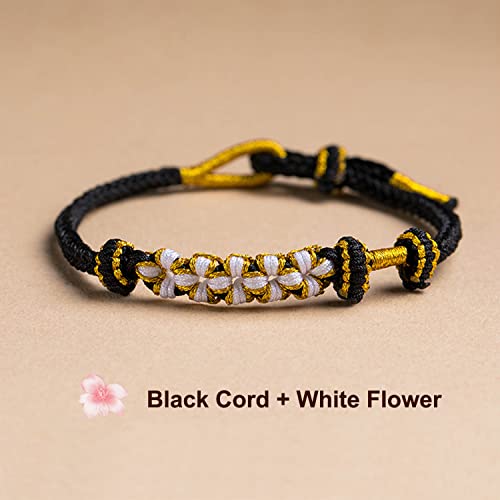 Pulsera de cuerda roja Feng Shui con charm floral miniatura 2