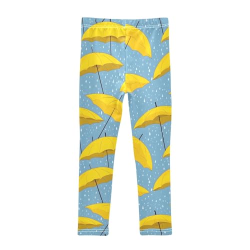 Cartoon Yellow Umbrella Girls Leggings Soft Stretch Workout Yoga Dance Pants for Kids Casual Tights2