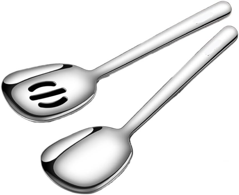 Cooking Spoons 2 Piece Set of Household Stainless Steel Cutlery Spoon, Hotel Restaurant Spoon